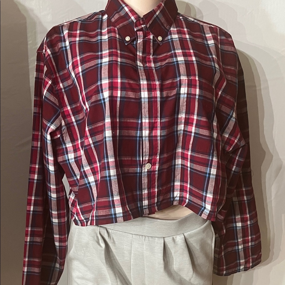 Plaid Button Down Shirt - Red and Blue